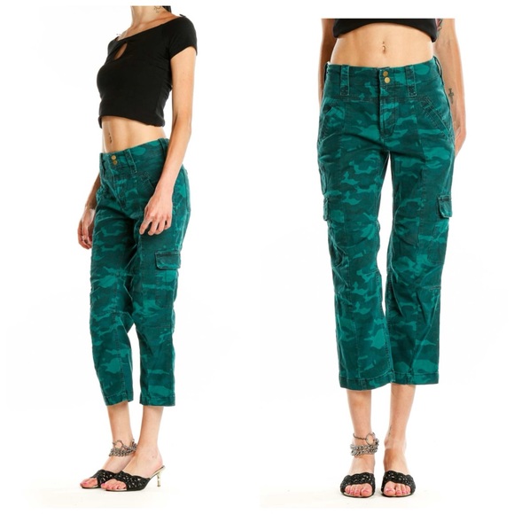 Anthropologie Austin Green Camo High Rise Cargo Pants - Picture 2 of 12